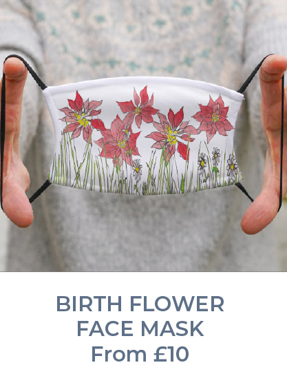 Personalised birth flower face mask