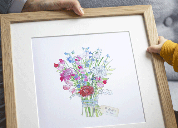 Birth flower bouquet print