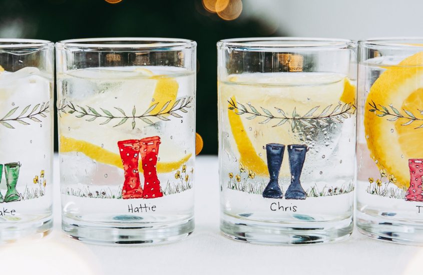 welly boot Christmas glasses