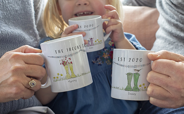 Personalised Welly Boot Family Mug Set