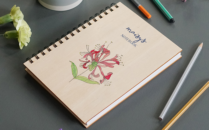 birth flower wooden notebook