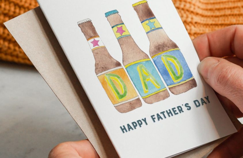 beer bottles father's day card