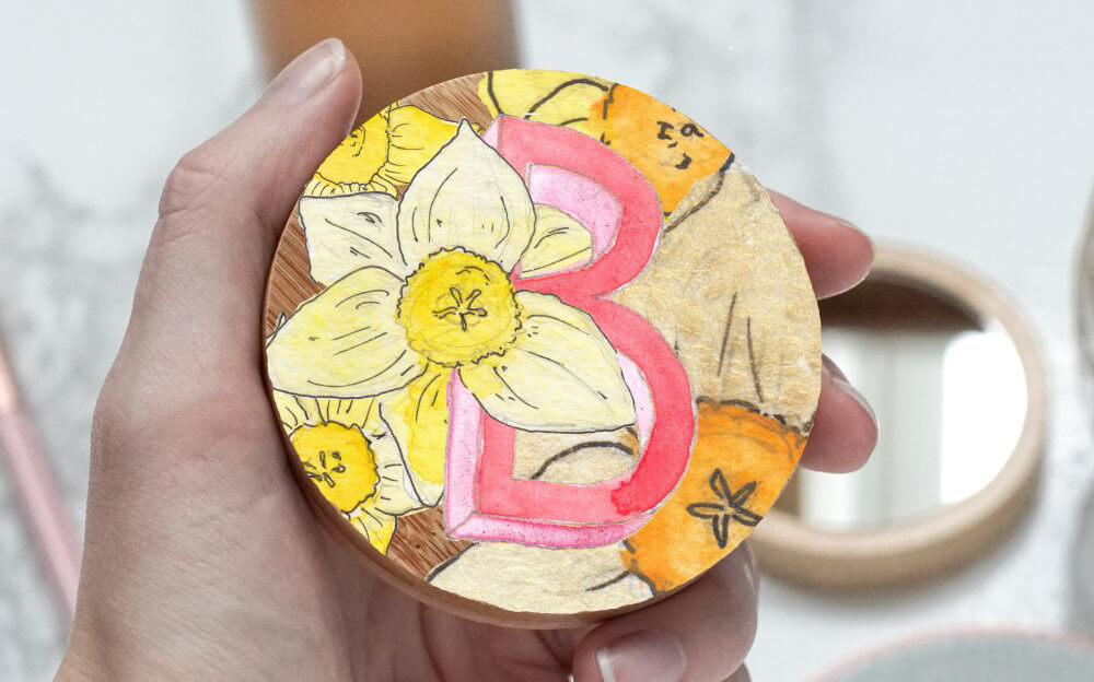 Birth Flower Initial Compact Mirror