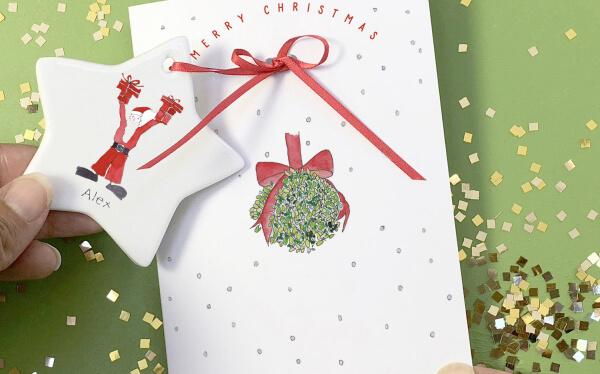 Christmas Card with Ceramic Keepsake