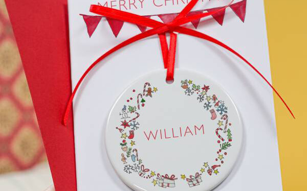 Christmas Wreath Ceramic Keepsake Card