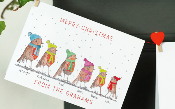 Rainbow Robin Family Pack of Christmas Cards