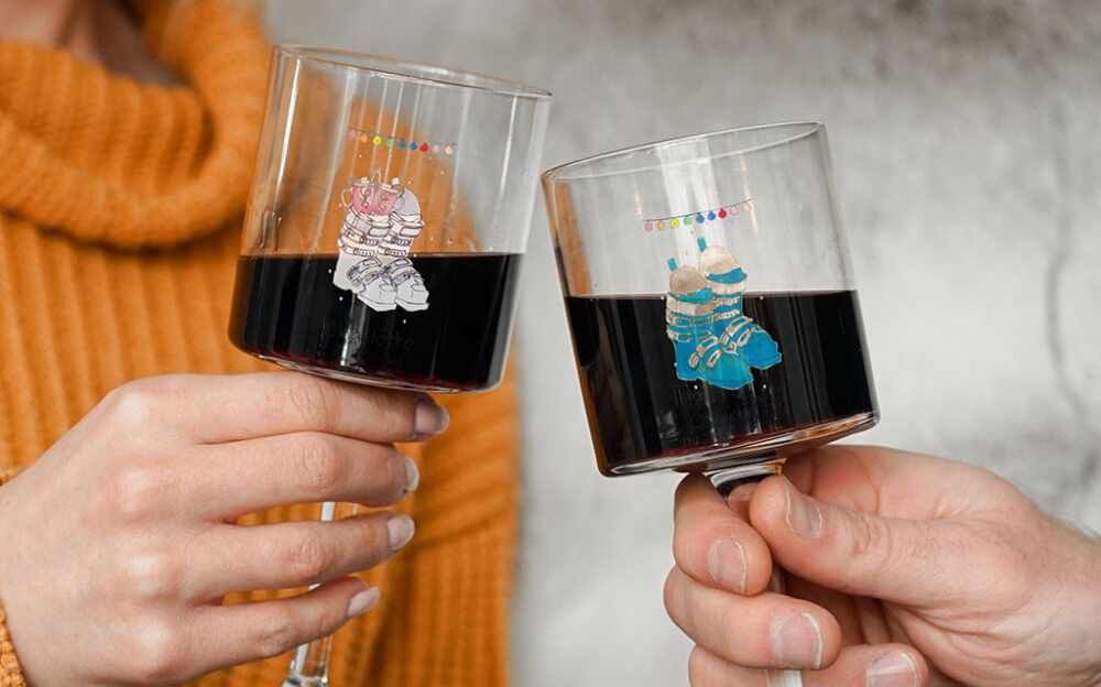 Set of Ski Boot Christmas Glasses
