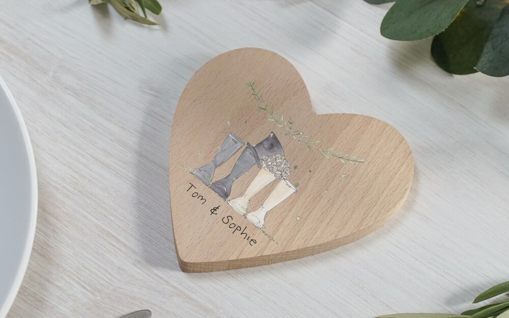 Pair of Wedding Welly Heart-shaped Coasters