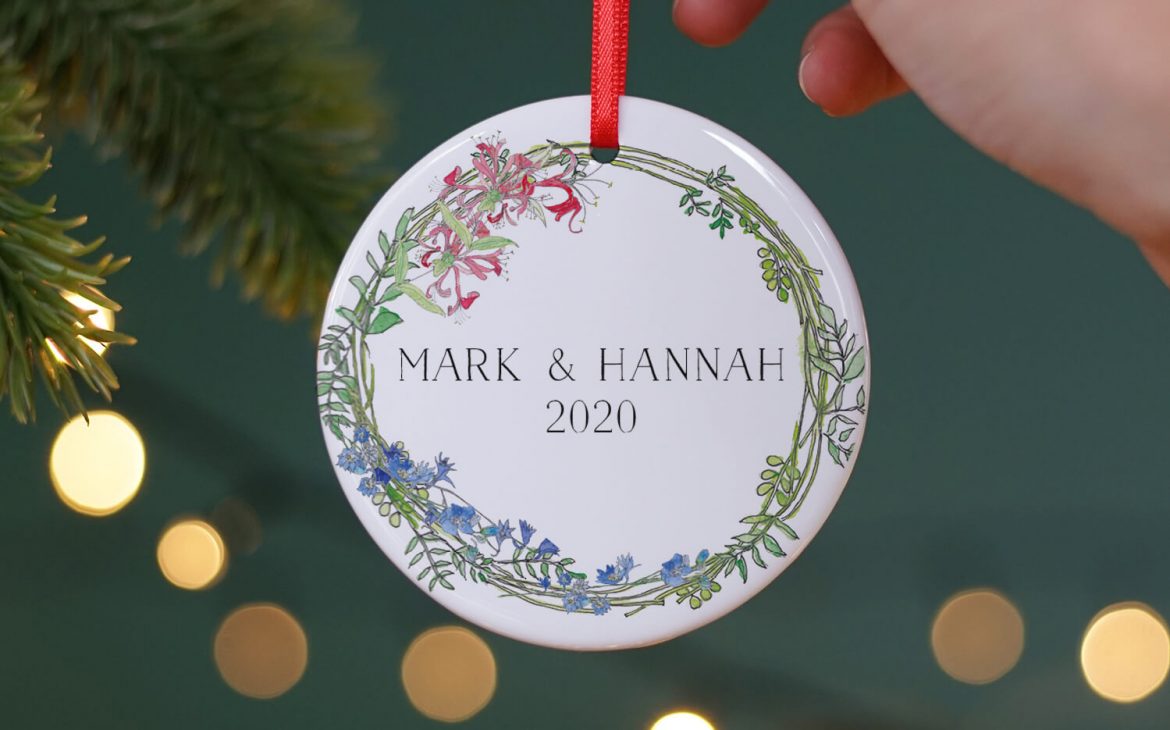 Couple's First Christmas Birth Flowers Hanging Decoration