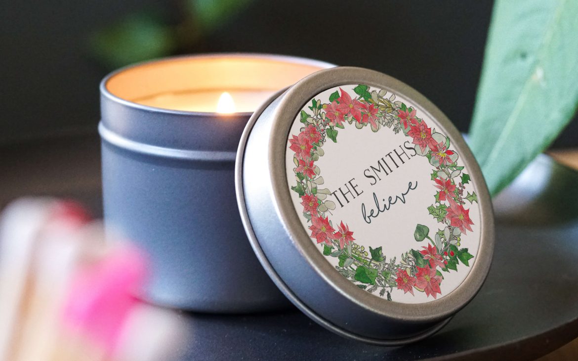 Christmas Birth Flower Wreath Candle﻿