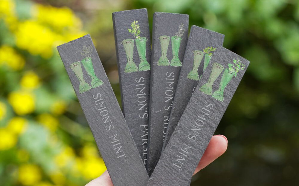 Gardening welly boot plant markers