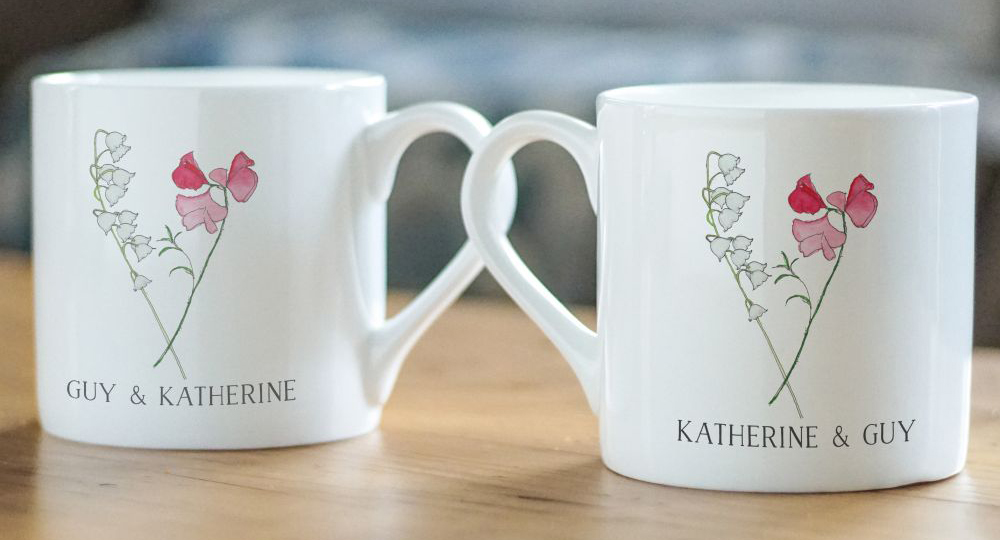 Couples Birth Flower Mug Set ﻿