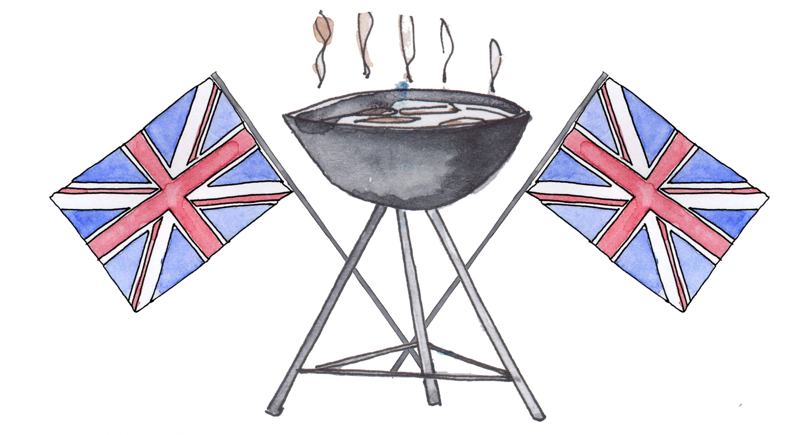 BBQ with Union Jack Flags