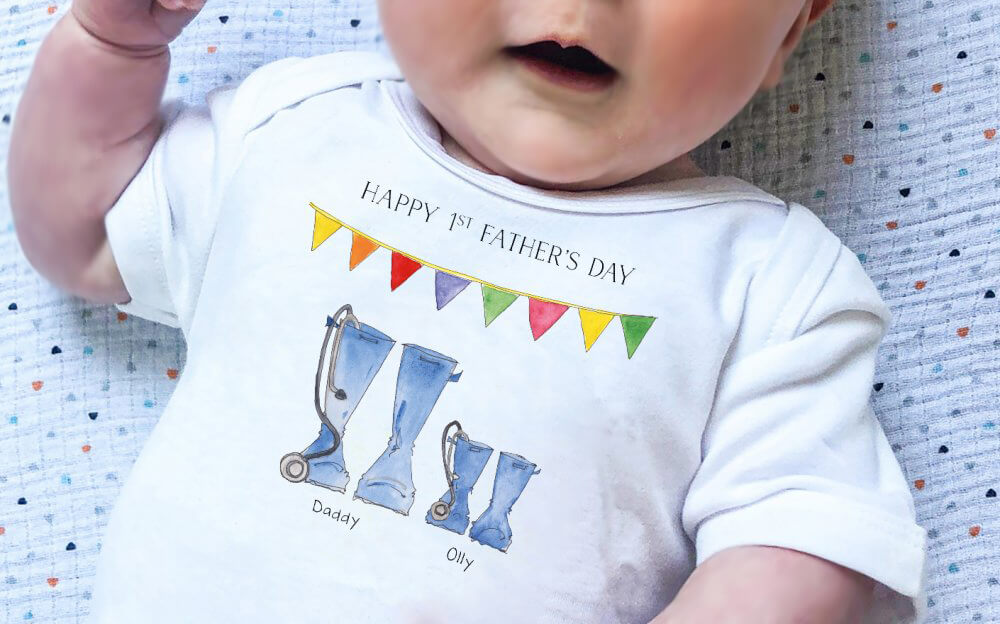 First Father's Day Welly Baby Grow