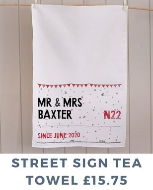 WEDDING STREET SIGN TEA TOWEL