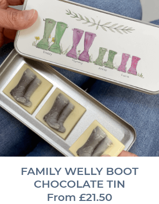 family welly boot chocolate tin