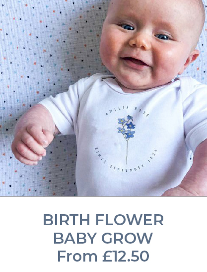 Personalised birth flower baby grow