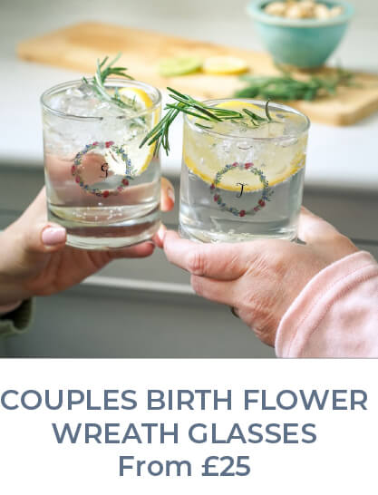 Personalised Couples Birth Flower Glasses