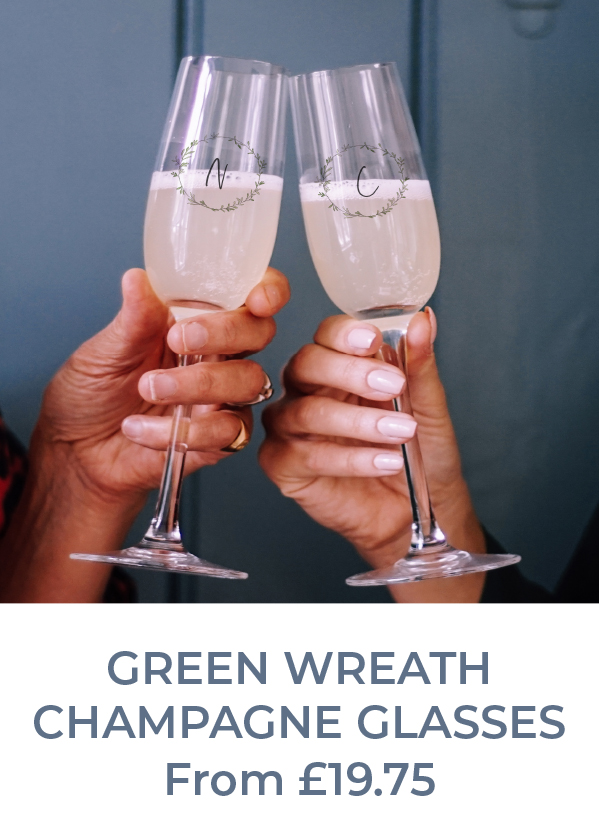 Green Wreath Champagne Glasses