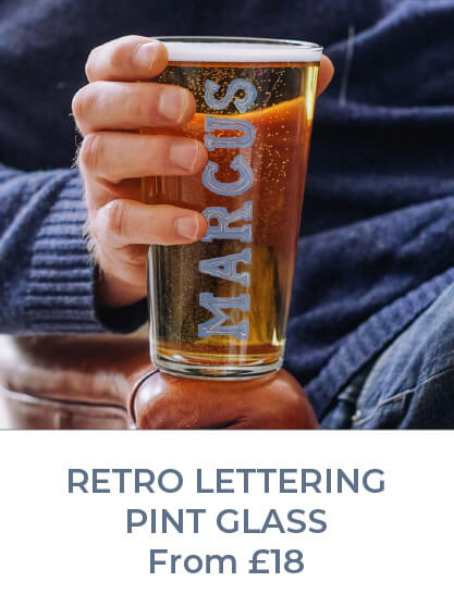 Personalised lettering pint glass