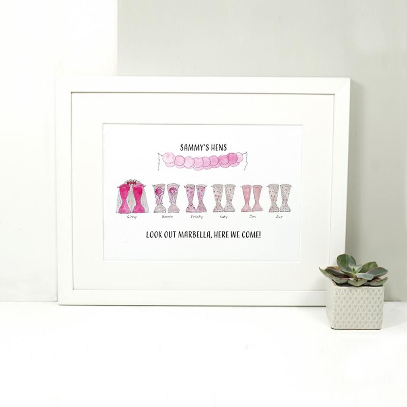 A4 Prints /& Framed Personalised Wedding Wellie Boot Print A5