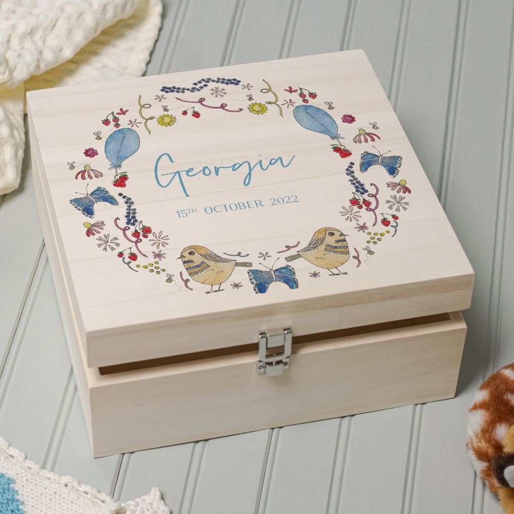 Memory Keepsakes Boxes Personalised New Baby Girl Keepsake Box By