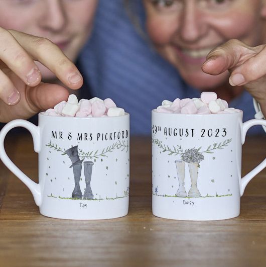 Mr & Mrs Wedding Wellies Mug